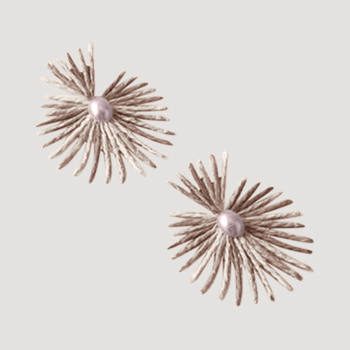 ERE2947 Pearl Straw Beams Earring in White