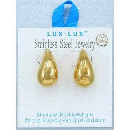 Lux Lux Stainless Steel Waterdrop Earrings in 18K Gold Dip