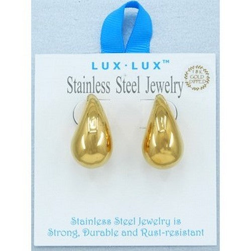 Lux Lux Stainless Steel Waterdrop Earrings in 18K Gold Dip