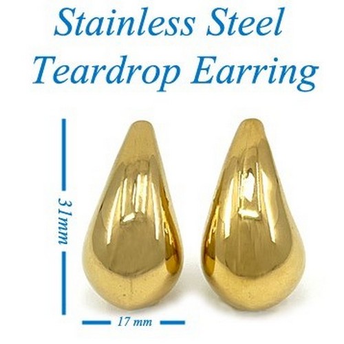 SSE 246G Lux Lux Stainless Steel Large Waterdrop Earrings in Gold