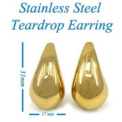 SSE 246G Lux Lux Stainless Steel Large Waterdrop Earrings in Gold
