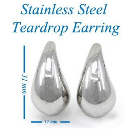 SSE 246R Lux Lux Stainless Steel Large Waterdrop Earrings in Silver