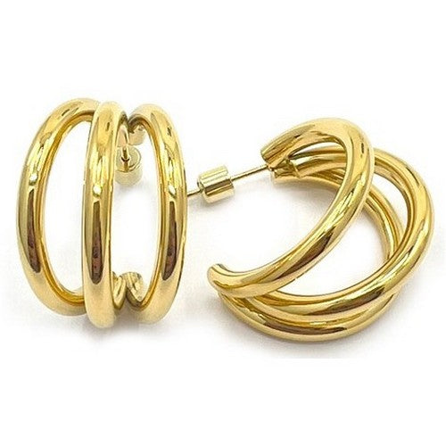 SSE 314G Lux Lux Stainless Steel Triple Hoop Earrings in Gold