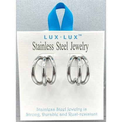Lux Lux Stainless Steel Triple Hoop Earrings in Silver