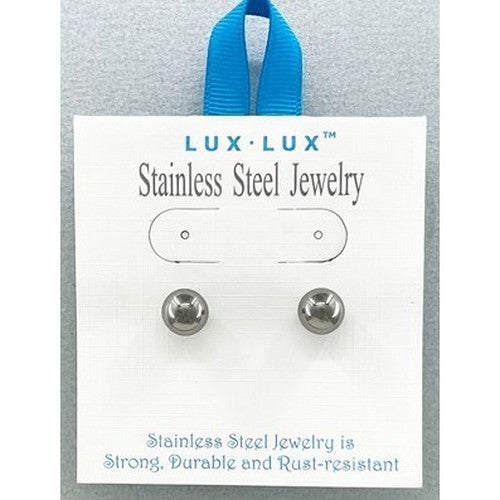 SSE 215R Lux Lux Stainless Steel Stopper Stud Earrings in Silver