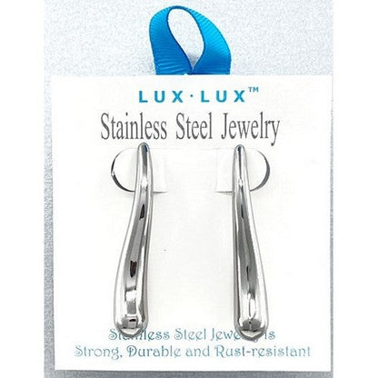 Lux Lux Stainless Steel Wavy Drop Earrings in Silver