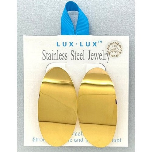 Lux Lux Stainless Steel Curved Oval Earrings in 18K Gold Dip