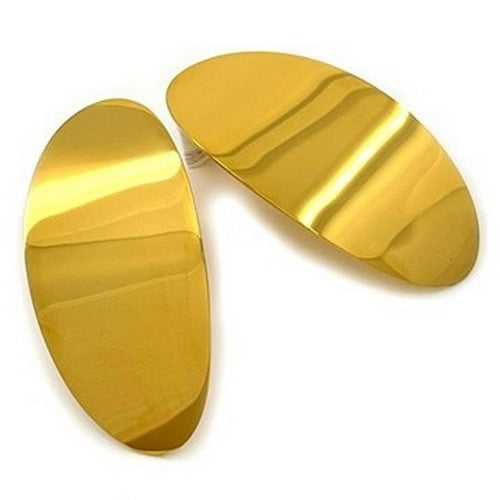 SSE 289G Lux Lux Stainless Steel Curved Oval Earrings in Gold
