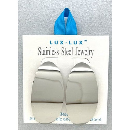 Lux Lux Stainless Steel Curved Oval Earrings in Silver
