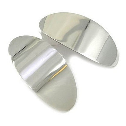 SSE 289R Lux Lux Stainless Steel Curved Oval Earrings in Silver