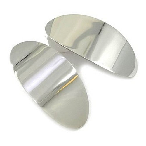 SSE 289R Lux Lux Stainless Steel Curved Oval Earrings in Silver