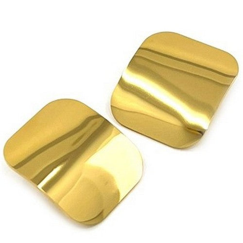 SSE 292G Lux Lux Stainless Steel Curved Square Earrings in Gold