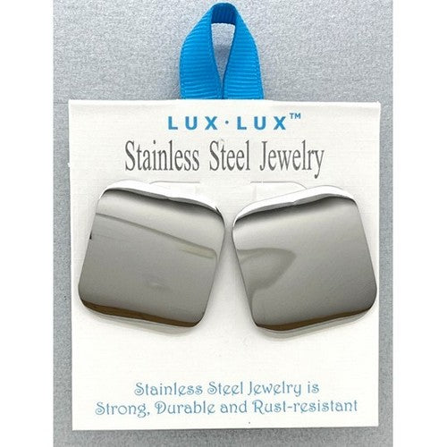 Lux Lux Stainless Steel Curved Square Earrings in Silver
