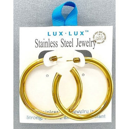SSE 258G Lux Lux Stainless Steel Thick Hoop Earrings in Gold