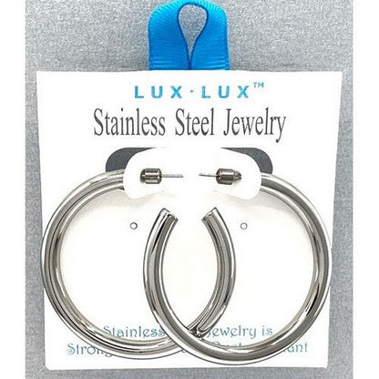 SSE 258R Lux Lux Stainless Steel Thick Hoop Earrings in Silver