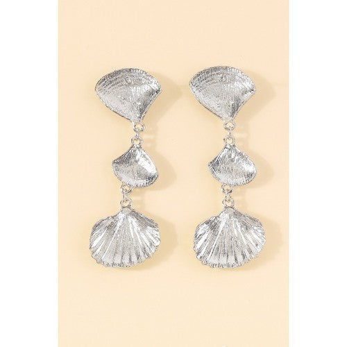Seashell Dangle Earrings in Silver
