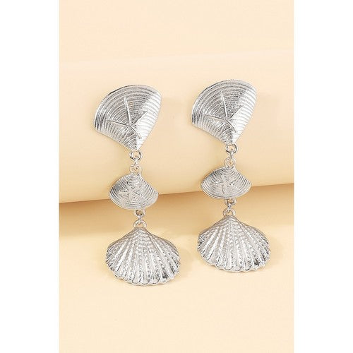 Seashell Dangle Earrings in Silver