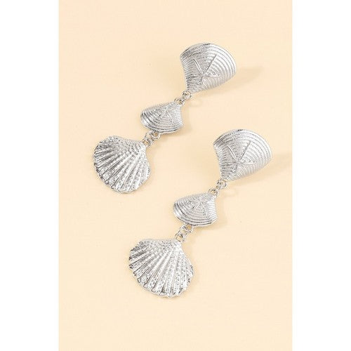 Seashell Dangle Earrings in Silver