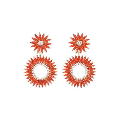Starburst Rhinestone Earrings in Red