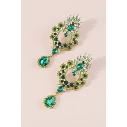 Luxury Teardrop Rhinestone Earrings in Green