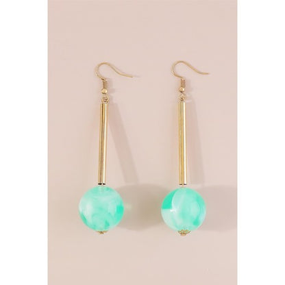 Candy Color Resin Long Round Ball Drop Earrings in Jade Green