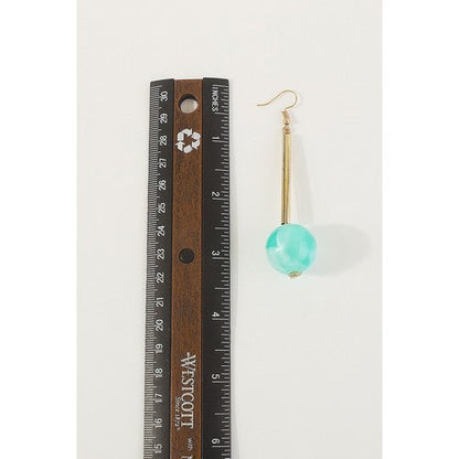 Candy Color Resin Long Round Ball Drop Earrings in Jade Green