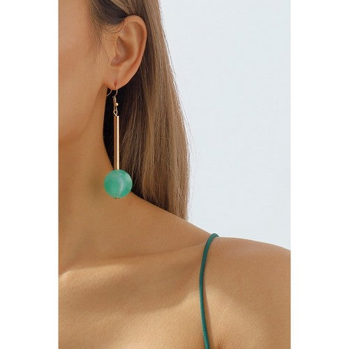 E11517 Candy Color Resin Long Round Ball Drop Earrings in Green