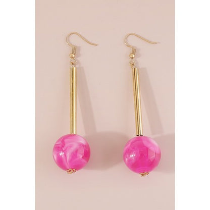 Candy Color Resin Long Round Ball Drop Earrings in Pink