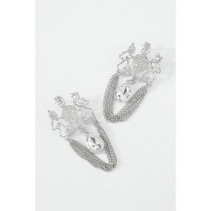 Lion Crest Regal Gem Earring in Silver