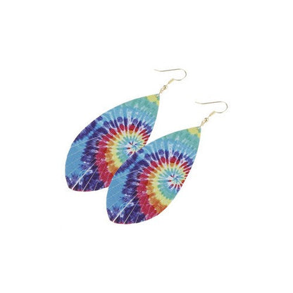 Tie Dye Leather Tear Drop Earrings in Multicolour