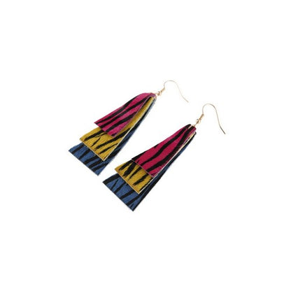 Layered Zebra Hair Dangle Earrings in Multicolour
