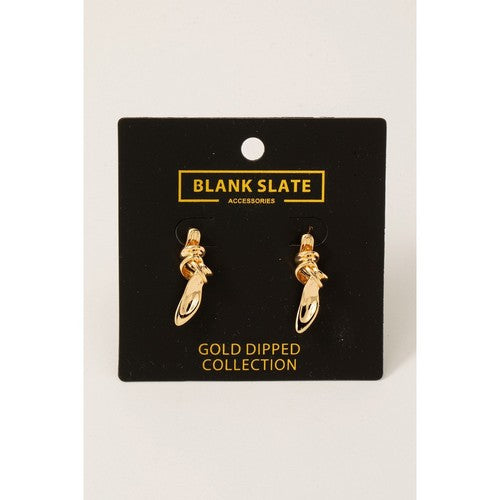 Blank Slate Gold Dipped Ornate Metallic Twist Earrings in Gold