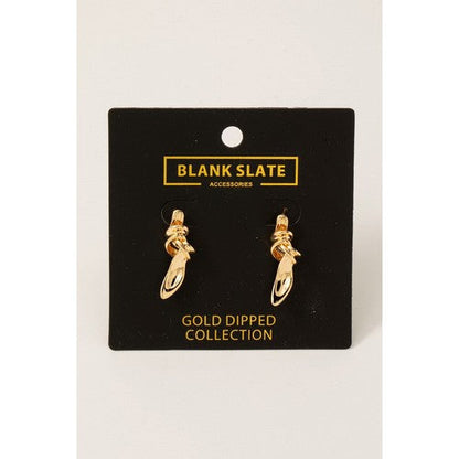 Blank Slate Gold Dipped Ornate Metallic Twist Earrings in Gold