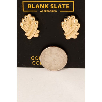 Blank Slate Gold Dipped Brush Lines Stud Earrings in Gold