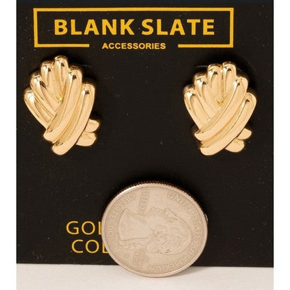 Blank Slate Gold Dipped Oval Stud Earrings in Gold