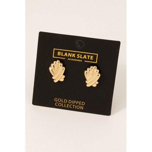 MME9328 GGold Dipped Oval Stud Earrings in Gold