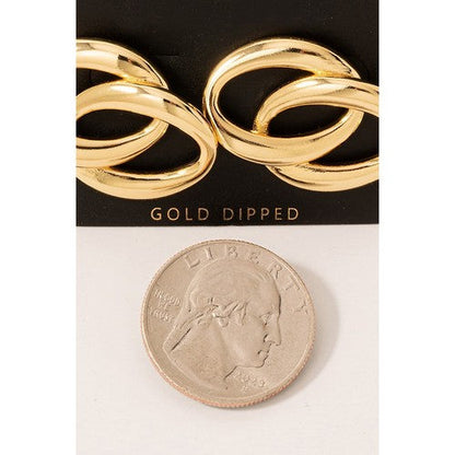 Columbus Gold Dipped Oval Link Earrings in Gold