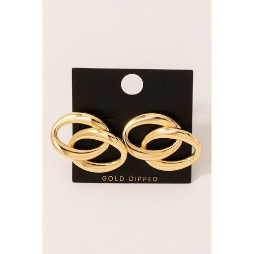 95605P Gold Dipped Oval Link Earrings in Gold