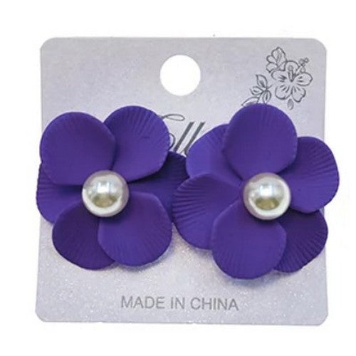 AER1055B Flower Stud Earrings in Purple