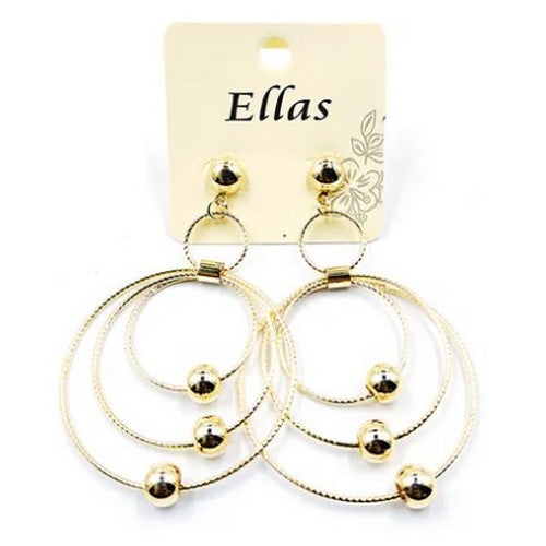 EER9507E Triple Ring Drop Earring in Gold