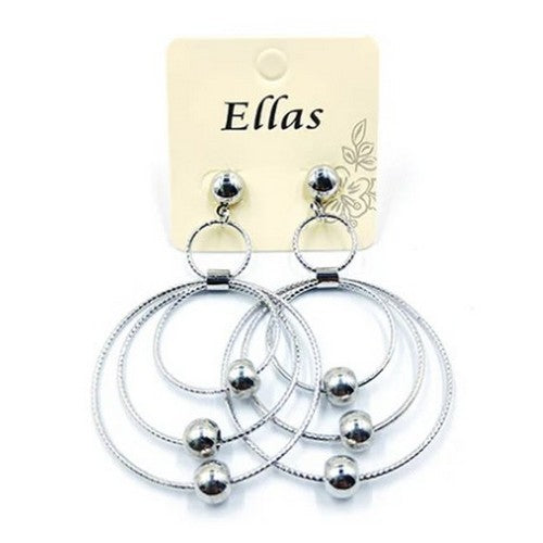 EER9507E Triple Ring Drop Earring in Silver
