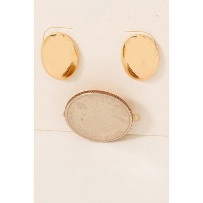 Tell Your Tale Gold Dipped Oval Disc Stud Earrings in Gold