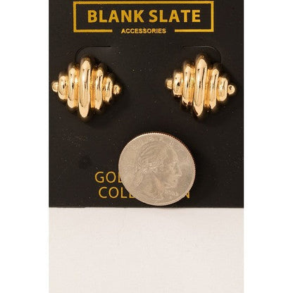 Blank Slate Gold Dipped Ripple Stud Earrings in Gold