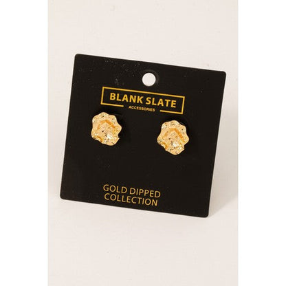 Blank Slate Gold Dipped Ornate Statement Earrings in Gold