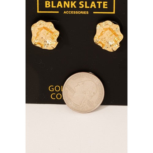 MME9484 Gold Dipped Ornate Statement Earrings in Gold