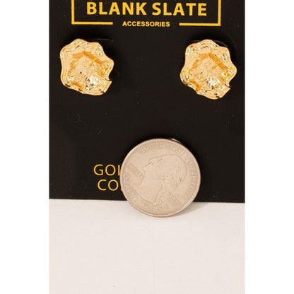 MME9484 Gold Dipped Ornate Statement Earrings in Gold