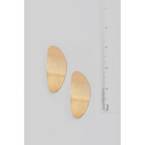 Brushed Curved Oval Earrings in Gold