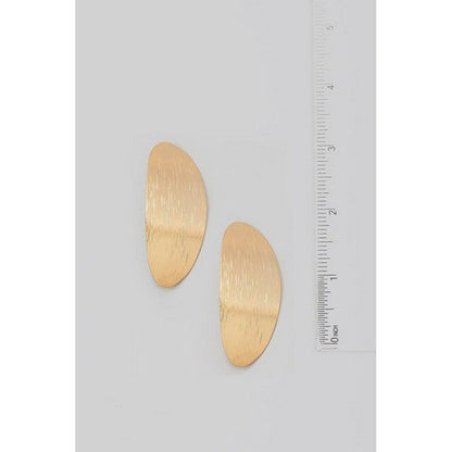 Brushed Curved Oval Earrings in Gold