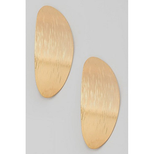 ME90962 Brushed Curved Oval Earrings in Gold