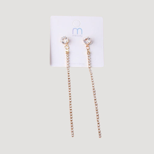Rhinestone Chain Tail Earring in Gold